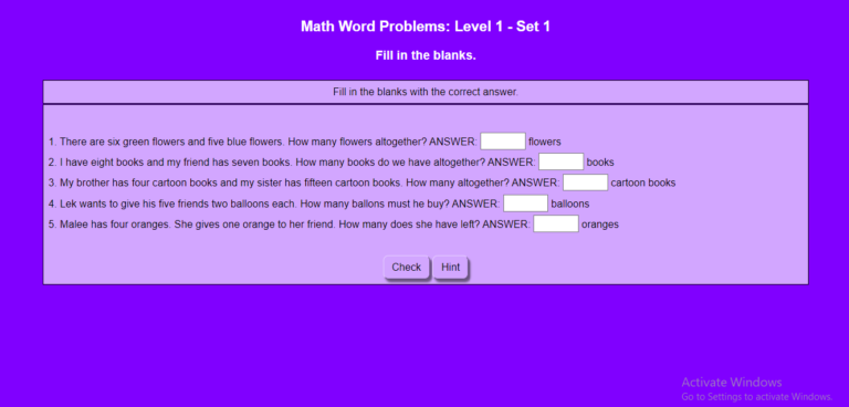 Lesson 1 Word problems