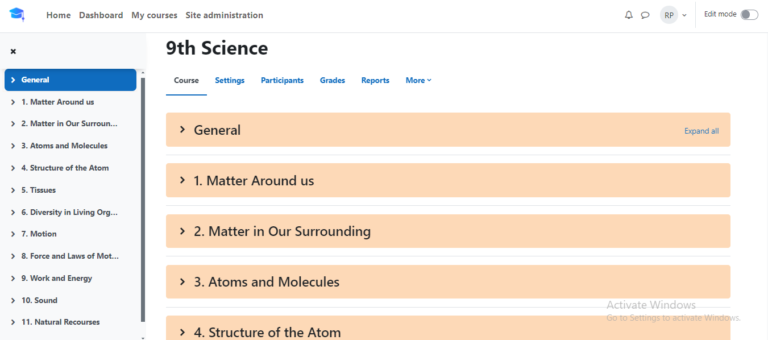 Science-course-9th standard